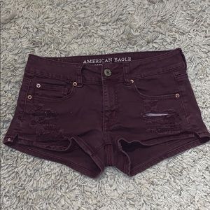 AE Burgundy Stretch Denim Shortie Size 4